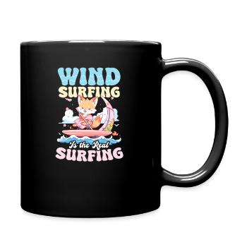 Windsurfen ist das wahre Surfen - Tasse einfarbig - Schwarz - Rechts