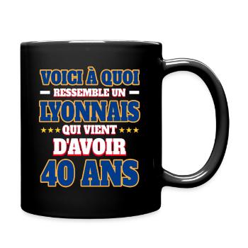 Supporter De Lyon Anniversaire 40 Ans - Mug uni - noir - Droite