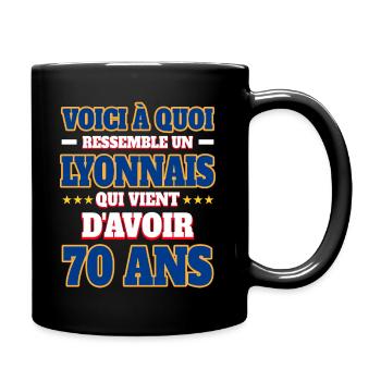 Supporter De Lyon Anniversaire 70 Ans - Mug uni - noir - Droite