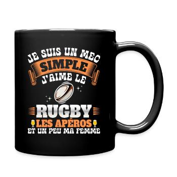 Rugbyman Humour Homme Rugby Et Apéro - Mug uni - noir - Droite