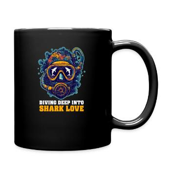 Biologist Shark Lover Diving Deep into Shark Love - Full Colour Mug - black - Right
