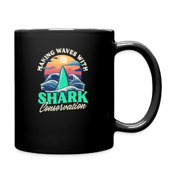 Biologist Shark Lover Waves Shark Conservation - Full Colour Mug - black - Right