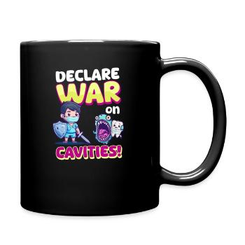 Patriotischer Zahnarzt erklärt der Karies den Krieg! - Tasse einfarbig - Schwarz - Rechts
