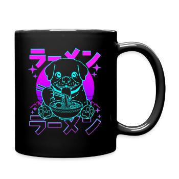 Retro Kawaii Ramen Dog Rottweiler - Full Colour Mug - black - Right