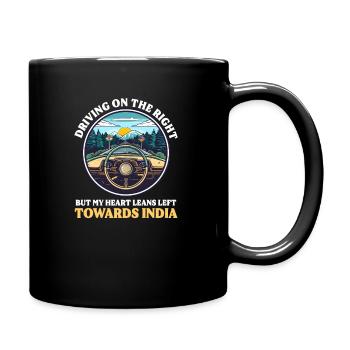 American Indian Driving Right Heart Leans Left Ind - Full Colour Mug - black - Right
