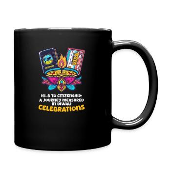 Amerikanischer Indianer H1-B zur Staatsbürgerschaft - Tasse einfarbig - Schwarz - Rechts