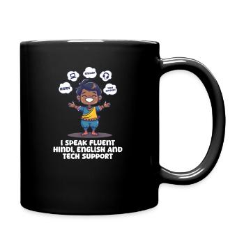 American Indian Speak Hindi, English Tech Support - Full Colour Mug - black - Right