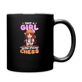 Schachmädchen liebt Schach - Tasse einfarbig - Schwarz - Rechts