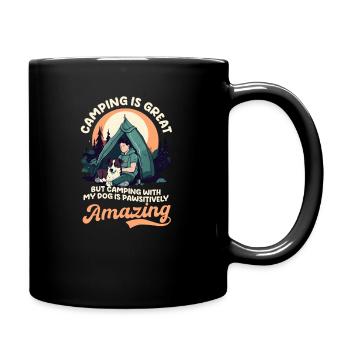 Lustiges Camping mit Hund ist pfotenhaft genial - Tasse einfarbig - Schwarz - Rechts