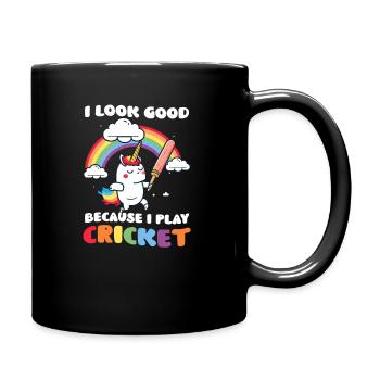 Cricket Player Look Good Because Play - Full Colour Mug - black - Right
