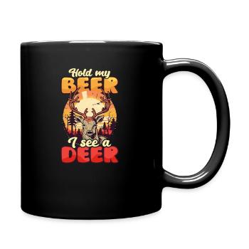 Jäger Hold My Beer See A Deer - Tasse einfarbig - Schwarz - Rechts