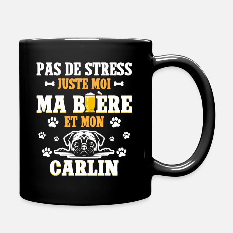 Humour Apéro Bière Papa Chien Carlin - Mug uni - noir