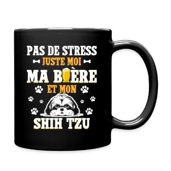 Humour Apéro Bière Papa Chien Shih Tzu - Mug uni - noir - Droite
