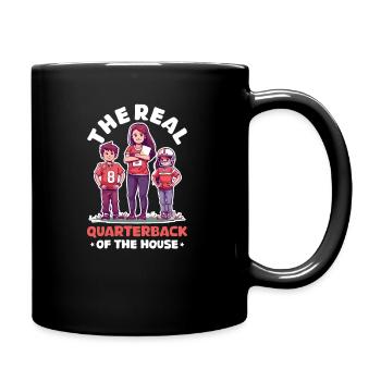 Football Mom The Real Quarterback of the House - Full Colour Mug - black - Right