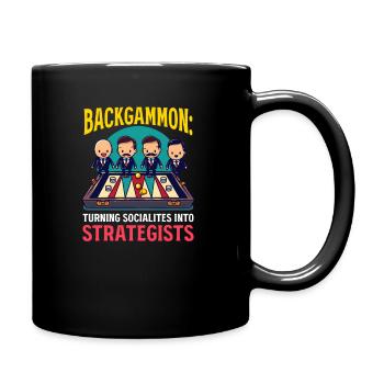 Funny Backgammon Turning Socialites into Strategis - Full Colour Mug - black - Right