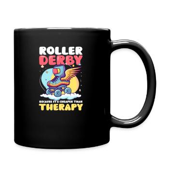 Roller Derby Thérapie moins chère - Mug uni - noir - Droite