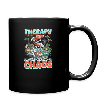 Koi-Fisch-Therapie: Zen mit einem Hauch von Chaos - Tasse einfarbig - Schwarz - Rechts