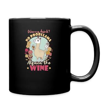 Alpaka Lama wollen Alpakawein trinken - Tasse einfarbig - Schwarz - Rechts