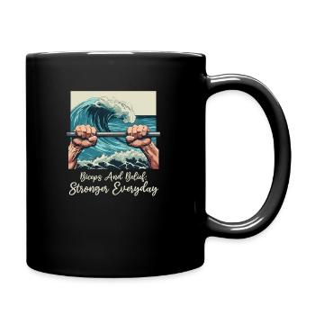 Bizeps beugen Bizeps Bizeps & Glaube: Jeden Tag stärker - Tasse einfarbig - Schwarz - Rechts