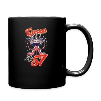 57. Geburtstag Königin mit 57 - Tasse einfarbig - Schwarz - Rechts