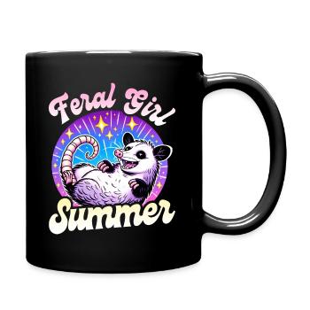 Girl Summer Loves Opossums Woman - Full Colour Mug - black - Right