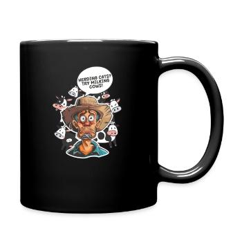 Dairy Farmer Herding Cats? Try Milking Cows! - Full Colour Mug - black - Right