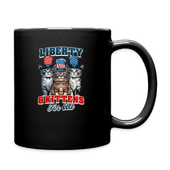 4. Juli Cat Liberty & Kätzchen für alle - Tasse einfarbig - Schwarz - Rechts