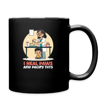 Maman vétérinaire Je guéris les pattes et apaise les tout-petits - Mug uni - noir - Droite