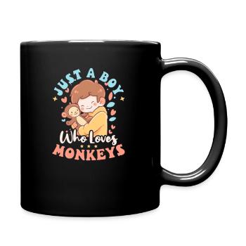 Affenliebhaber liebt Affen - Tasse einfarbig - Schwarz - Rechts