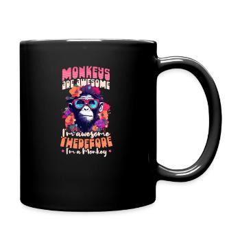 Affenliebhaber Affen sind großartig Ich bin Affe - Tasse einfarbig - Schwarz - Rechts
