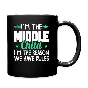 Familie Kinder Geschwister Lustig Geschenkidee - Tasse einfarbig - Schwarz - Rechts