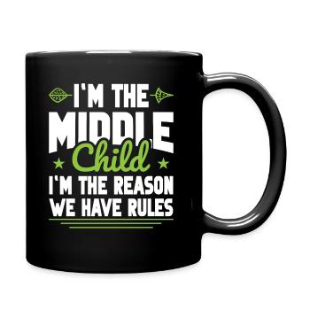 Familie Kinder Geschwister Lustig Geschenkidee - Tasse einfarbig - Schwarz - Rechts