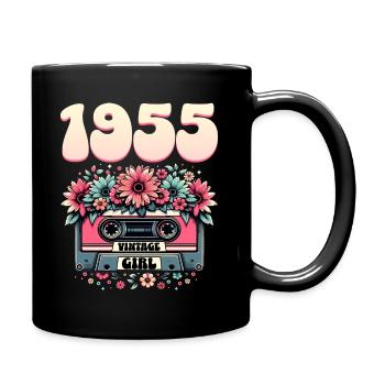 1955 Kassette Jubiläum Frau 70 Jahre - Tasse einfarbig - Schwarz - Rechts