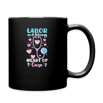 L&D Nurse Labor & Delivery: Herz der Pflege - Tasse einfarbig - Schwarz - Rechts
