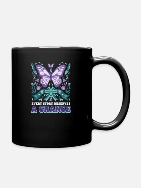 Suicide Awareness Every Story Deserves A Chance - Full Colour Mug - black