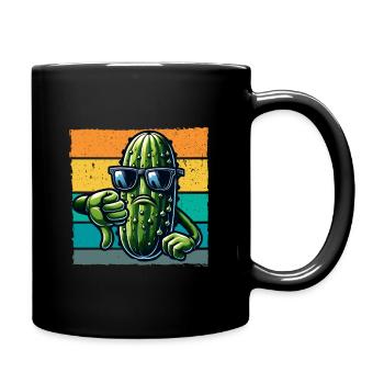 Saure Gurke Retro Salatgurke Daumen runter - Tasse einfarbig - Schwarz - Rechts