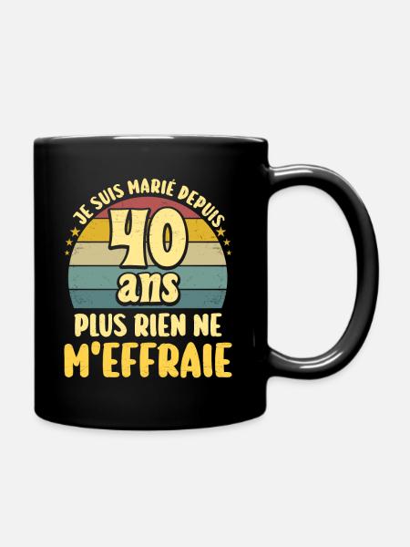 Marié 40 Ans Fête 40 Ans De Mariage - Mug uni - noir