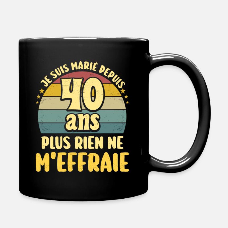 Marié 40 Ans Fête 40 Ans De Mariage - Mug uni - noir