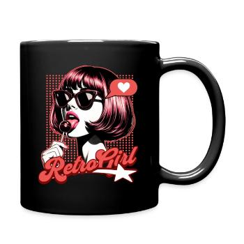 Vintage Damen Retro Glamour - Tasse einfarbig - Schwarz - Rechts