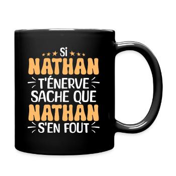 Nom Humour Prénom Personnalisé Nathan - Mug uni - noir - Droite