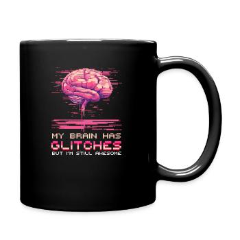 Depression Awareness Brain Has Glitches Awesome - Full Colour Mug - black - Right