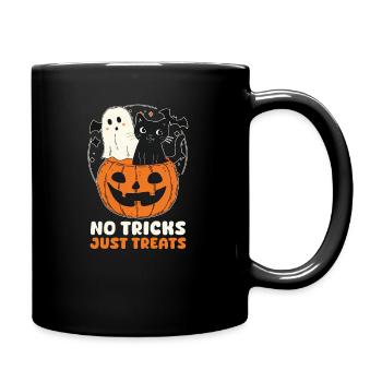 Chat d’Halloween Pas de tours, juste des friandises - Mug uni - noir - Droite