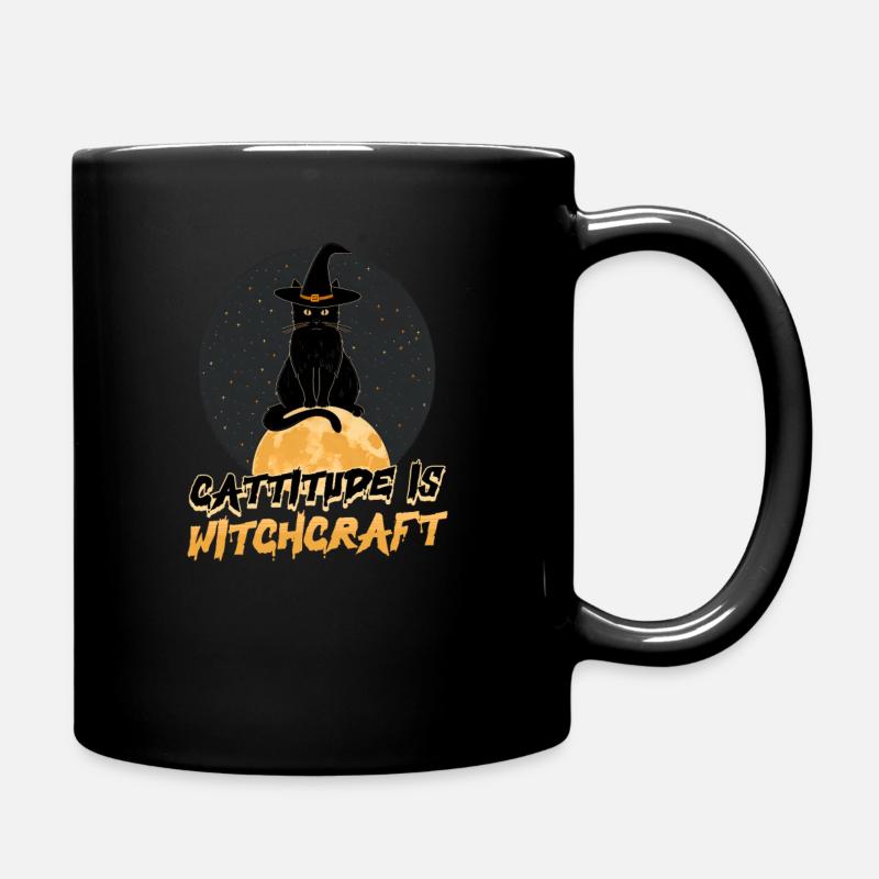 Halloween Cat Cattitude est de la sorcellerie - Mug uni - noir