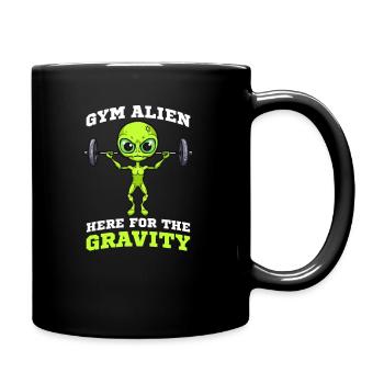 Alien Entführung Gym Alien Hier Für Die Schwerkraft - Tasse einfarbig - Schwarz - Rechts