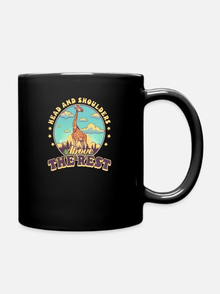Giraffe Head And Shoulders Above The Rest - Full Colour Mug - black