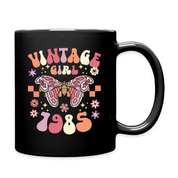 Retro Frau 40 Jahre Jubiläum 1985 - Tasse einfarbig - Schwarz - Rechts