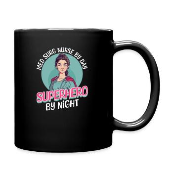 Infirmière en chirurgie médicale Infirmière le jour, super-héros la nuit - Mug uni - noir - Droite