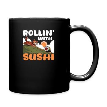 Sushi Roll Rollin' mit Sushi - Tasse einfarbig - Schwarz - Rechts