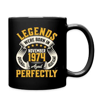 Jahr 1974 50. Jahrestag des Novembers - Tasse einfarbig - Schwarz - Rechts