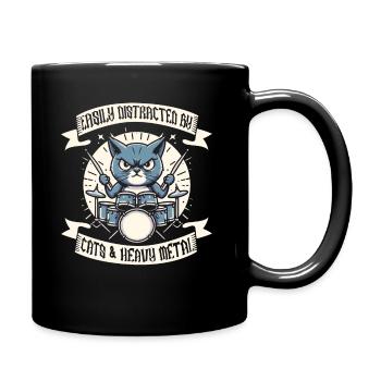 Chat Heavy Metal Musique Dire Humour Drôle - Mug uni - noir - Droite